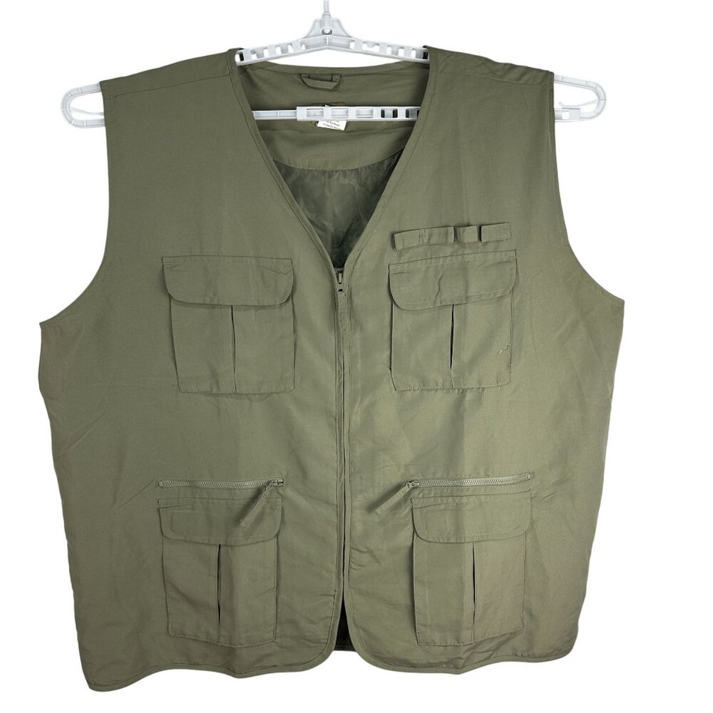 Haband Travelers Mens Green Fishing Vest 2XL Multi-pocket Lightweight Polyester
